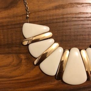 White and gold statement fashion necklace